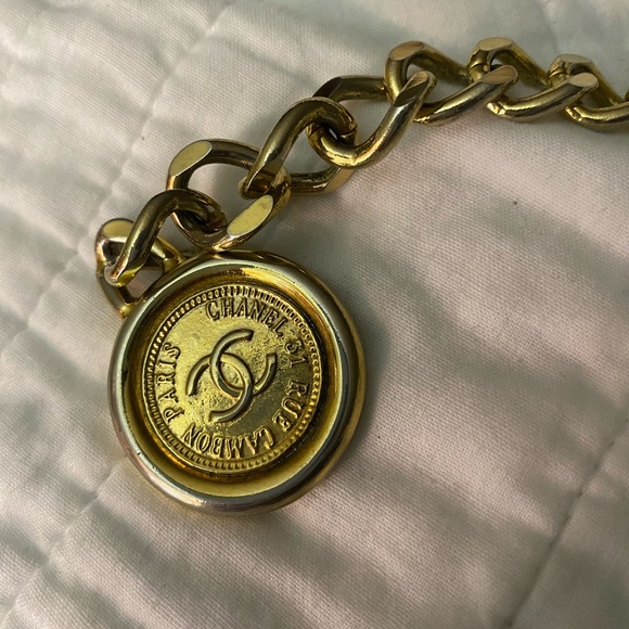 Chanel Vintage Leather Drop Chain with Logo Detail Belt Size: 80cm - Picture 6 of 9